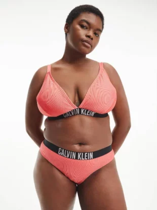 Rózsaszín plusz méretű magas derekú bikini bugyi Calvin Klein