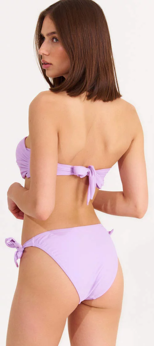 Világos lila női kétrészes pánt nélküli fürdőruha