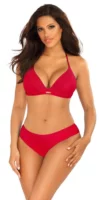 Piros női bikini push up melltartóval és nyakkendővel